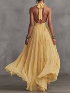 Stylish And Flowing Ruffled Collar Maxi Dress