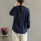 Vintage Women's Cotton Linen Lace Casual Shirt
