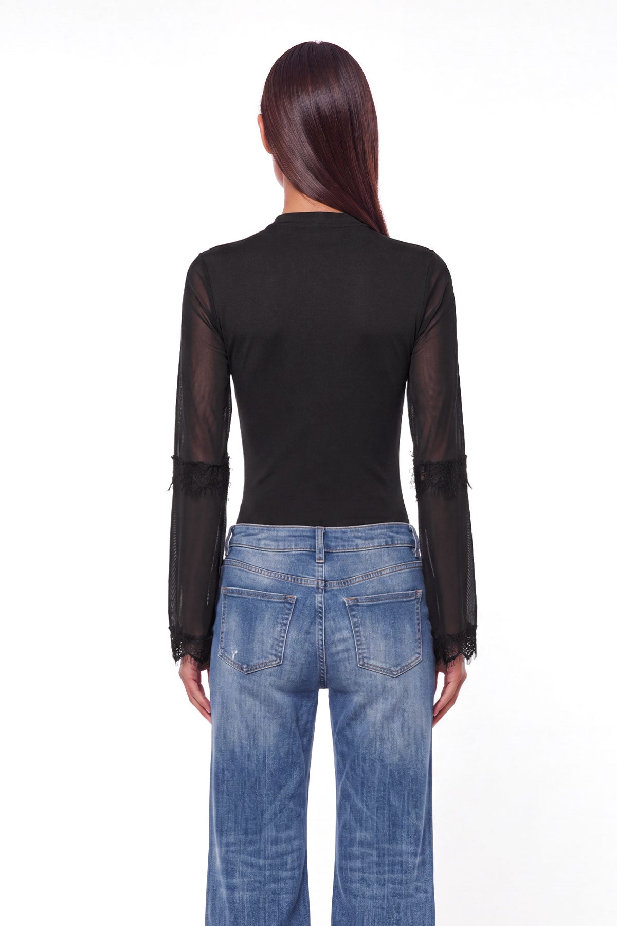 Quinn Lace Flare Sleeve Zip Shirt